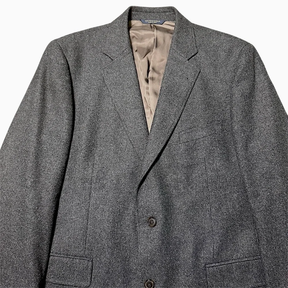 Brooks Brothers 1818 Madison Yorkshire Tweed Grey Cashmere Wool Sports Coat 43L